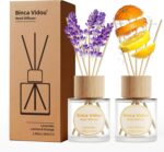 Reed Diffuser Set, Binca Vidou Lavender Orange & Lemon Natural Scent Oil Diffusers with Sticks for Home Office Bathroom Aromatherapy Decor 1.69oz x 2 - Image 2