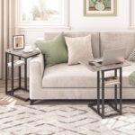 HOOBRO Foldable End Table, C Shaped Side Table with Storage Shelf, Small Snack Table Suitable for Living Room Bedroom Small Spaces, Easy Assembly, Greige and Black BG29SF01 - Image 3