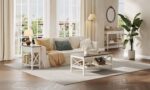 ChooChoo Farmhouse End Table with Charging Station, Accent Small Side Table Nightstand for Living Room, Bedroom, and Small Spaces - Soft White - Image 6