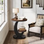 Tribesigns Round End Table Set of 2, 2 Tiers Side Table with Storage Shelf, Sofa Side Bedside Nightstand with Rustic Wood and Metal Arc-Shaped Frame for Small Spaces, Living Room, Bedroom (2PCS) - Image 6