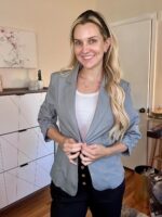 ELLEVEN Women's Ruched 3/4 Sleeve Blazers, Lightweight Slim Fit Jackets with Padded Shoulder for Business Casual - Image 8