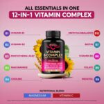 Vitamin B Complex for Men & Women - Riboflavin B2, B12, B1, B3, B5, B6, B7, B8, B9 | Vitamin C, Choline, Inositol - B-Complex Supplement - Energy, Brain & Heart Support - Made in USA, 60 Vegan Caps - Image 6