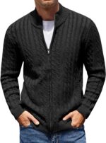 COOFANDY Men's Full Zip Cardigan Sweater Slim Fit Cable Knitted Zip Up Sweater with Pockets - Image 2
