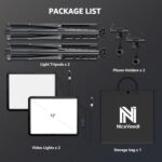 2-Pack LED Video Light Kit, NiceVeedi Studio Light, 2800-6500K Dimmable Photography Lighting Kit with Tripod Stand&Phone Holder, 73" Stream Light for Video Recording, Game Streaming, YouTube - Image 9