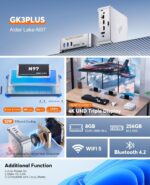 KAMRUI GK3Plus Mini PC Computer, W-11 Pro 12th Alder Lake N97 Mini PC (up to 3.6GHz), 8GB DDR 256GB M.2 SSD, Mini Desktop Computers Support Gigabit Ethernet, 2xHDMI+VGA 4K Triple Display/WiFi/BT - Image 3