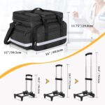 Damero Rolling Medical Bag with Detachable Trolley, Medical Equipment Bag with Removable Pouches and Dividers, First Aid Responder Bag Empty for Home Health Nurses, Doctors, EMT, EMS, Black - Image 7