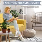 Shintenchi 47" Small Modern Loveseat Couch Sofa, Fabric Upholstered 2-Seat Sofa, Love Seat Furniture with 2 Pillows, Wood Leg for Small Space, Living Room, Bedroom, Apartment, Yellow - Image 6