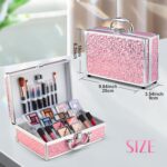 Color Nymph Starter Makeup Kit for Tweens Girls, Train Case for Women Full Kit with Eye Shadow, Lipstick, Blush, Brushes, Lipgloss, Mascara, Brow Wax and Mirror Pink Full Starter Cosmetics Set - Image 9