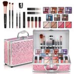 Color Nymph Starter Makeup Kit for Tweens Girls, Train Case for Women Full Kit with Eye Shadow, Lipstick, Blush, Brushes, Lipgloss, Mascara, Brow Wax and Mirror Pink Full Starter Cosmetics Set - Image 2