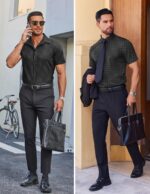 COOFANDY Mens Wrinkle Free Dress Shirt Polka Dot Short Sleeve Button Down Business Casual Shirts - Image 6