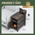 WLIVE End Table with Charging Station, Side Table with USB Ports and Outlets, Narrow Side Table for Small Spaces, Living Room, Couch, Nightstand with Storage, Brown - Image 4