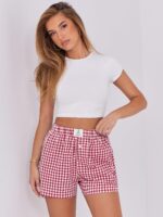 ANRABESS Boxer Shorts for Women Gingham Pajama 2025 Summer Casual Lounge Sleep Plaid Shorts Y2K Beach Bottoms - Image 7