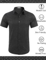 COOFANDY Mens Wrinkle Free Dress Shirt Polka Dot Short Sleeve Button Down Business Casual Shirts - Image 3