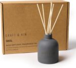 Craft & Kin Reed Diffuser Set - Santal Woods, Reed Diffusers for Home with Fragrance Sticks - The Earthenware Collection, 6.7oz Alcohol-Free, Essential Oils - Image 2