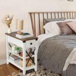 Narrow End Table with Charging Station - Farmhouse Slim Side Table Set of 2, w/USB Ports Power Outlets, Nightstand w/Flip Top Storage Drawer, for Small Spaces Living Room Bedroom, Brown White - Image 7