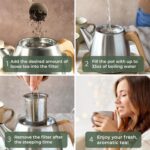 WALDWERK Tea Pot with Infuser - Double Wall Stainless Steel Teapot - Tea Pot with Infuser for Loose Tea - Made from 304 Stainless Steel and Oak Wood - Isolated Teapot with Strainer - 100% Drip Free - Image 6