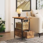 LIDYUK End Table with Charging Station, Narrow Side Table with Drawer and USB Ports & Power Outlets, Nightstand Bedside Tables for Small Spaces, Bedroom, Living Room, Rustic Brown - Image 5
