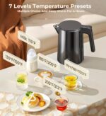 Electric Kettle, Double Wall Stainless Steel Cool Touch Water Boiler Heater, 7 Temperature Control Teapot, 4H Keep Warm, 1.0L 1200W Fast Heat with Auto Shut-Off, Boil-Dry Proof Coffee Tea Pot, Black - Image 5