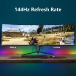 INNOCN 49" Curved Gaming Monitor 144Hz Ultrawide 32:9 WDFHD 3840 x 1080P, R1800, 99% sRGB, HDR400, USB Type C, DisplayPort, HDMI, Built-in Speakers, Height/Tilt Adjustable - 49C1G - Image 6