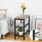 HOOBRO Side Table, 3-Tier Narrow End Table, Nightstand with 2 Flat or Slant Adjustable Shelves for Small Spaces, Hallway, Living Room, Bedroom, Sturdy, Easy Assembly, Greige and Black BG23BZ01G1 - Image 7