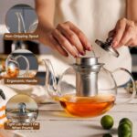 CNGLASS 600ml Glass Teapot with Removable Infuser,Clear Tea Kettle Stovetop Safe,Blooming and Loose Leaf Tea Maker - Image 4