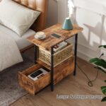 LIDYUK End Table with Charging Station, Narrow Side Table with Drawer and USB Ports & Power Outlets, Nightstand Bedside Tables for Small Spaces, Bedroom, Living Room, Rustic Brown - Image 3