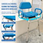 Platinum Health Carousel Sliding Shower Chair Tub Transfer Bench with Swivel Seat, Premium Padded, Pivoting Arms, Adjustable Space Saving Design for Tubs, Inside Shower, for Handicap & Seniors, Blue - Image 4