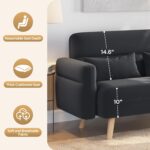 Yaheetech 46" Small Modern Fabric Sofa Loveseat Mid Century 2 Seater Sofa Couch with Lumbar Pillows, Solid Wood Legs for Living Room, Small Space, Dorm, Office, Bedroom, Dark Gray - Image 7