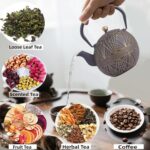 Enameled Cast Iron Teapot 34oz（1000ml） - Japanese Style Kettle with Removable Stainless Infuser & Ergonomic Handle, Stovetop Safe for Loose Leaf Tea Green and silver (Black Gold) - Image 5