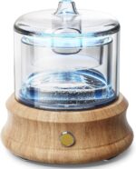 Glass Essential Oil Diffuser, 80ML Small Glass Reservoir Natural Wood Base Ultrasonic Cool Mist Aroma Diffusers with USB-Cord Auto-Off 7 Color Light for Home Office Bedroom - Image 2