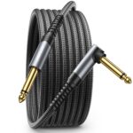 JSAUX Guitar Cable 10 ft, Amp Cord for Electric Guitar/Mandolin/Bass, Pro Audio Instrument Cable with 1/4" Tips(TS Port) Right Angle to Straight-Gray - Image 2