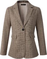 Beninos Womens Casual Blazers One Button Plaid Blazer Jacket - Image 2