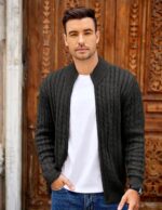COOFANDY Men's Full Zip Cardigan Sweater Slim Fit Cable Knitted Zip Up Sweater with Pockets - Image 5