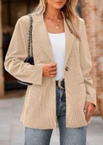 PRETTYGARDEN Women's Winter Corduroy Blazers Jackets Dressy Casual Ribbed Long Sleeve Lapel Fashion Work Business Outerwear - Image 7