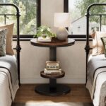 Tribesigns Round End Table Set of 2, 2 Tiers Side Table with Storage Shelf, Sofa Side Bedside Nightstand with Rustic Wood and Metal Arc-Shaped Frame for Small Spaces, Living Room, Bedroom (2PCS) - Image 7