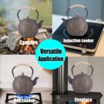 Enameled Cast Iron Teapot 34oz（1000ml） - Japanese Style Kettle with Removable Stainless Infuser & Ergonomic Handle, Stovetop Safe for Loose Leaf Tea Green and silver (Black Gold) - Image 6