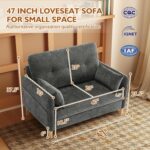 47" Small Sofa Couch for Bedroom, Soft Chenille loveseat Mini Couch with Throw Pillow and Removable Cushion Cover for Small Spaces, Living Room, Apartment, Dorm, Office(Dark Grey) - Image 3