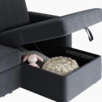 Yaheetech Sectional Sofa L-Shaped Sofa Couch Bed w/Chaise & USB, Reversible Couch Sleeper w/Pull Out Bed & Storage Space Living Room Dark Gray - Image 8