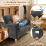 47" Small Sofa Couch for Bedroom, Soft Chenille loveseat Mini Couch with Throw Pillow and Removable Cushion Cover for Small Spaces, Living Room, Apartment, Dorm, Office(Dark Grey) - Image 5
