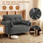 47" Small Sofa Couch for Bedroom, Soft Chenille loveseat Mini Couch with Throw Pillow and Removable Cushion Cover for Small Spaces, Living Room, Apartment, Dorm, Office(Dark Grey) - Image 4