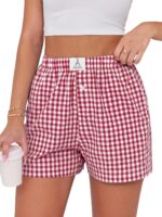 ANRABESS Boxer Shorts for Women Gingham Pajama 2025 Summer Casual Lounge Sleep Plaid Shorts Y2K Beach Bottoms - Image 2