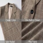 Beninos Womens Casual Blazers One Button Plaid Blazer Jacket - Image 4