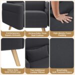 Yaheetech 46" Small Modern Fabric Sofa Loveseat Mid Century 2 Seater Sofa Couch with Lumbar Pillows, Solid Wood Legs for Living Room, Small Space, Dorm, Office, Bedroom, Dark Gray - Image 6