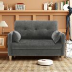 47" Small Sofa Couch for Bedroom, Soft Chenille loveseat Mini Couch with Throw Pillow and Removable Cushion Cover for Small Spaces, Living Room, Apartment, Dorm, Office(Dark Grey) - Image 2