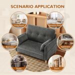 47" Small Sofa Couch for Bedroom, Soft Chenille loveseat Mini Couch with Throw Pillow and Removable Cushion Cover for Small Spaces, Living Room, Apartment, Dorm, Office(Dark Grey) - Image 7