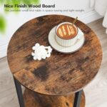 HOOBRO Round Side Table, Wooden Look Accent End Table for Sofa Couch, Round Nightstand with 2-Tier Storage Shelf, for Small Spaces in Living Room, Bedroom, Rustic Brown BF58BZ01G1 - Image 7