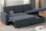 Yaheetech Sectional Sofa L-Shaped Sofa Couch Bed w/Chaise & USB, Reversible Couch Sleeper w/Pull Out Bed & Storage Space Living Room Dark Gray - Image 2
