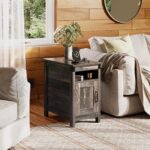 WLIVE End Table with Charging Station, Side Table with USB Ports and Outlets, Narrow Side Table for Small Spaces, Living Room, Couch, Nightstand with Storage, Brown - Image 3