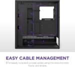 NZXT H5 Flow 2024 - Compact ATX Mid-Tower PC Gaming Case - High Airflow - 2 x 120mm Fans Included - 360mm Front & 240mm Top Radiator Support - Cable Management System - Tempered Glass - Black - Image 8