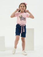 Kids Toddler Girls Summer Clothes Leopard Butterfly Print T-Shirt + Belted Denim Jeans Shorts 3PCS Outfits - Image 3